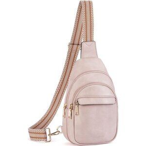 Sling Bag for Women Leather Crossbody Bags Fanny Pack Chest Bag Pink
